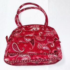 Vera Bradley Mesa Red Bowler Purse Satchel Pockets Vintage 00s